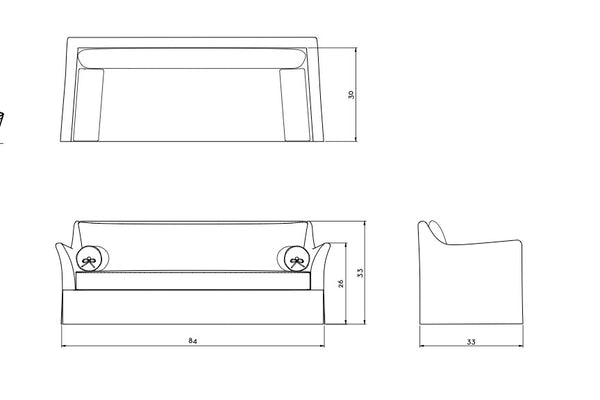 Curved Arm Sofa_Solid Color