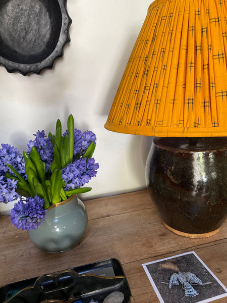 Vintage Ceramic Lamp with Orange Shade